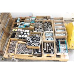PALLET OF ASSORTED NUTS, BOLTS, WASHERS AND MORE