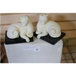 PAIR OF MARBLE BASE CAT BOOKENDS