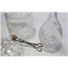 Image 3 : HEAVY PINWHEEL CRYSTAL LIDDED ICE BUCKET WITH TONGS AND LIDDED DECANTER