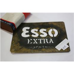 VINTAGE ESSO STENCIL AND ESSO OIL TIN