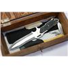 Image 2 : WOODEN BOX WITH HUNTING KNIFE AND 3 SMALL KNIVES