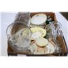 Image 2 : TRAY OF COLLECTIBLE GLASSWARE VINTAGE LIGHTERS AND ETCHED VASE