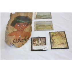 TREE BARK PAINTING AND UNIQUE METAL FRAMED PICTURES