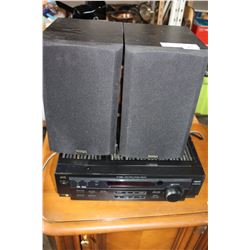 TWO PARADIGN SPEAKERS AND JVC RECEIVER