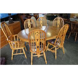 PAWFOOT OAK TABLE WITH LEAF AND 6 CHAIRS