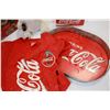 Image 4 : COCA COLA TIN SERVING TRAY POLAR T-SHIRT BASEBALL HATS AND TWO SIX PACKS OPENED BOTTLES