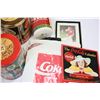 Image 1 : TWO INSULATED BAGS 2003 CALENDAR GARBAGE PAIL AND TWO LARGE POPCORN TINS