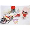 Image 1 : LOT OF COCA COLA TEAPOT POLAR BEAR COLLECTION OF CARDS ETC. TIN AND COCA COLA 2010 ROUND BOTTLES TWO
