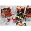 Image 2 : OPENED SIX PACK BOTTLES TWO ORNAMENTS CHRISTMAS CARDS FIVE GLASSES AND CAN