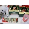 Image 4 : PUZZLE 6-PACK OPENED BOTTLES POLAR BEAR 3 CANS UNOPENED PACK PENCILS CHRISTMAS ORNAMENTS CLOCK AND M