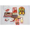 Image 1 : COCA COLA LIGHT COVER AND 3 TINS ND 2 VINTAGE TOYS CERAMIC FISHING POLAR BEAR AND PIGGY BANK