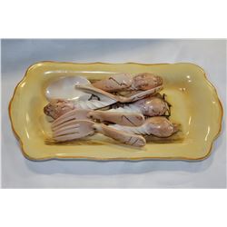 UNIQUE HAND MADE SHELL JEWELLRY ON ANTIQUE ENGLISH SANDWICH TRAY
