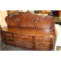 FRENCH PROVINCAL WALNUT DRESSER AND MATCHING HEADBOARD