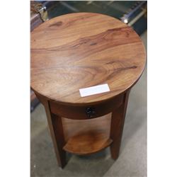 2-TIER 1-DRAWER ROUND WALNUT ENDTABLE