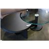 Image 1 : MODERN GLASS AND BLACK COFFEE TABLE WITH SWIVEL GLASS