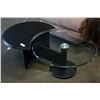 Image 3 : MODERN GLASS AND BLACK COFFEE TABLE WITH SWIVEL GLASS