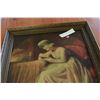 Image 1 : FRAMED PICTURE WOMEN WITH BOOK IN CANDLE LIGHT