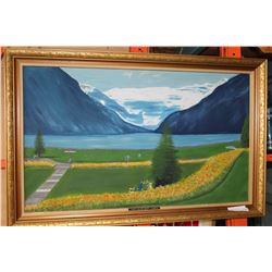 GILT FRAMED LAKE LOUISE PAINTING