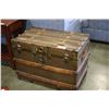 Image 1 : ANTIQUE WOOD BOUND STORAGE TRUNK