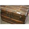 Image 2 : ANTIQUE WOOD BOUND STORAGE TRUNK