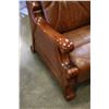 Image 2 : BROWN LEATHER ARMCHAIR WITH WOOD TRIM