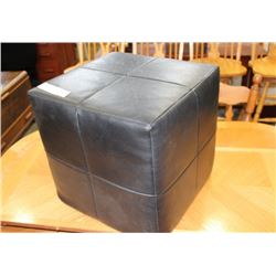 BLACK LEATHER HASSOCK