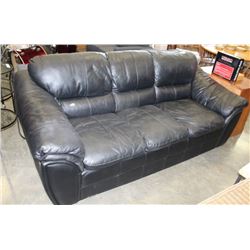 BLACK LEATHER PILLOW BACK SOFA