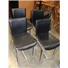 Image 1 : FOUR BLACK LEATHER AND METAL BAR STOOLS