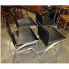 Image 2 : FOUR BLACK LEATHER AND METAL BAR STOOLS