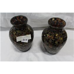 PAIR OF MOSIAC GLASS VASES