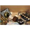 Image 3 : BOX OF DECORATIVE WINE HOLDERS TEALIGHT HOLDERS AND GLASS DECORATIONS