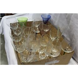 BOX OF VARIOUS CRYSTAL ETC WINE GLASSES