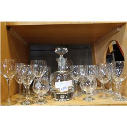 GLASS DECANTER AND WINE GLASSES