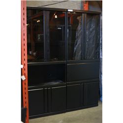 2-PIECE BLACK WALL UNIT WITH DROP DOWN DESK