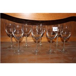 SET OF EIGHT CRYSTAL WINE GLASSSES