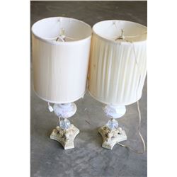 PAIR OF DECORATIVE WHITE LAMPS