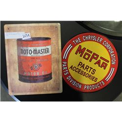 MOPAR AND MOTOMASTER TIN SIGNS