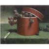 Image 1 : Sanford Thayer (American 1820-1880), Red Box with Grapes, Unsigned; inscribed Miss Flora Bene...