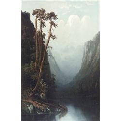 George Ernest Colby (American 1859-1922), River Landscape with a Stand of Pine Trees, Signed...