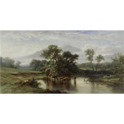 Charles Volkmar (American 1841-1914), Cattle Watering, Signed Chas. Volkmar and dated 72 l.l....