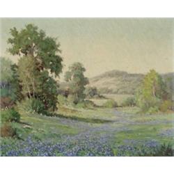 Morris Walton Leader, (American b. 1904), Bluebonnet Valley, Signed M. Walton Leader l.r.;...