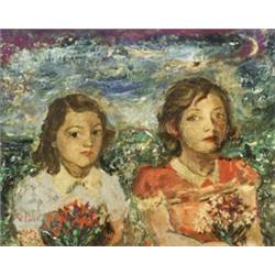 David Davidovich Cherson Burliuk (American 1882-1967), Portrait of Barbara and Alice Hastings...