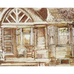 Aaron Bohrod (American 1907-1992), Porch, New Orleans, Signed Aaron Bohrod l.c., Oil on pap...