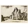 Image 1 : Sven Birger Sandzén (American 1871-1954), Rocks and Clouds, Etching and drypoint, signed Birg...