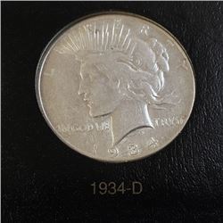 1934-D Peace Silver Dollar