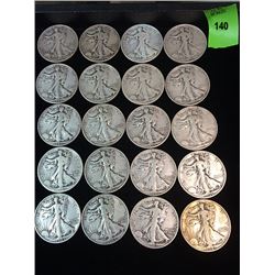 20 Walking Liberty Silver Half Dollars
