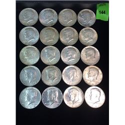 20 John F. Kennedy Silver Half Dollars, 1964