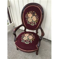 Needlepoint Victorian Gentlemen's Chair