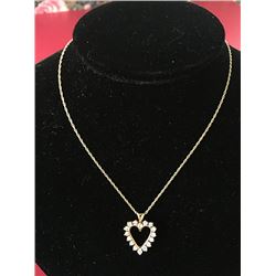 14kt Ladies Necklace with Diamond Heart Shaped Pendant