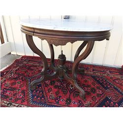 Oval Marble Top Table with Secret Drawer
